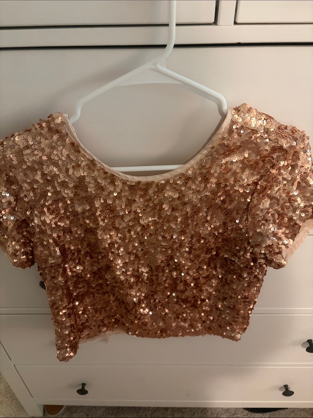Abercrombie & Fitch Rose Gold Sequin Crop Top